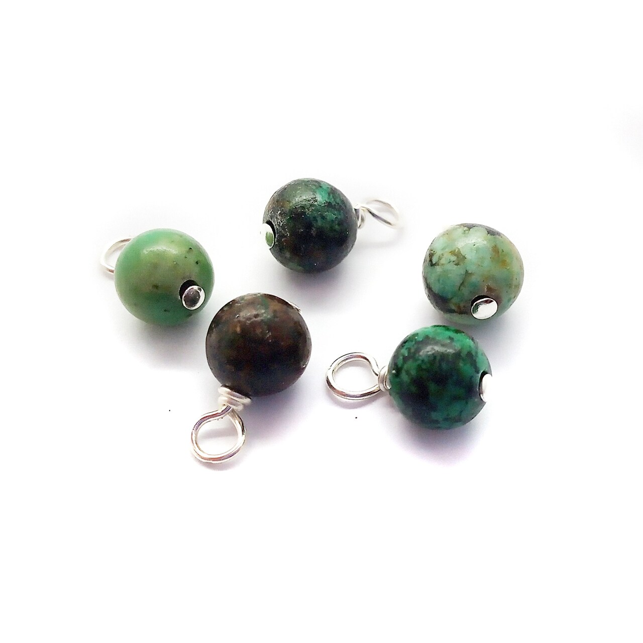 African Turquoise 6mm Bead Charms, Small Gemstone Dangles, 10 pieces, Adorabilities